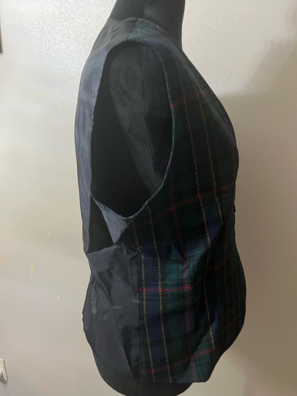 Vintage Hunt Club Wool Plaid Vest Women Size 10 Green Tartan Button Front USA - Picture 4 of 7